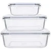 1000ml rect.soda lime glass food container wtih pp lid