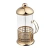 Glass French press in a steel basket, in auksinis color, 1000 ml