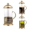 Glass French press in a steel basket, in auksinis color, 1000 ml