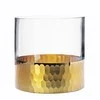 Lumarko Golden Honey glass vase with auksinis honeycomb decoration, cylinder shape, h-12cm