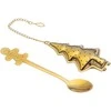 Tea set - golden infuser and golden teaspoon. dec. with a Christmas medžio/Gingerbread Man
