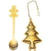 Tea set - golden infuser and golden teaspoon. dec. with a Christmas medžio/Gingerbread Man