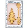 Tea set - golden infuser and golden teaspoon. dec. with a Christmas medžio/Gingerbread Man