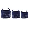 Set of 3 dark mėlynas cotton baskets 25+22+19cm