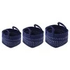 Set of 3 dark mėlynas cotton baskets 25+22+19cm