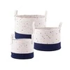 Blue Set of 3 baltas-mėlynas cotton baskets 32+28+24cm