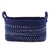Set of 3 dark mėlynas rectangular cotton baskets 37+34+31cm