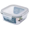Kvadratinis sodos kalkių stiklinis maisto indas su PP dangteliu 750 ml 15,8x15,8x7 cm
