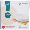 Regular divided dish made of cream porcelain 26x14x4 cm on a bamboo base 19.5x19.5x1 cm