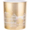 Golden glass candle holder with light interior, 9x10 cm, townhouses decoration