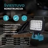 GZT LED šviestuvas Makita akumuliatoriams 18V L35 2200 Lm 16W USB2A-R