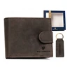 Odinės piniginės ir raktų pakabuko rinkinys PETERSON PTN SET-M-1549L-CHMB