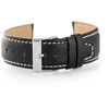 Pacific W26 leather watch strap - PREMIUM - juodas/baltas - 22mm