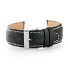 Pacific W26 leather watch strap - PREMIUM - juodas/baltas - 22mm