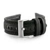Pacific W34 leather watch strap - PREMIUM - juodas/juodas - 20mm