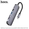 Adapteris Hoco HB28 Type-C daugiafunkcis keitiklis HDMI+USB3.0+USB2.0+SD+TF+PD pilkas