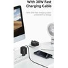 USAMS Laidinis įkroviklis 1xUSB-C su suvyniojamu kabeliu USB-C Retractable PD+QC 30W Gan Fast Charging juodos spalvos YC Series CC241TC01 (US-CC241)