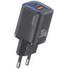 USAMS Laidinis įkroviklis CC254 30W GaNUSB-C/USB-A Fast Charging HC Series juodos spalvos CC254TC01