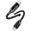 USAMS Kabelis USB-C į USB-C 100W 1,2m Skaitmeninis Ekranas Cinko lydinio greito įkrovimo duomenų kabelis HX Series SJ742USB01 (US-SJ742)