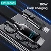 USAMS Kabelis USB-C į USB-C 100W 1,2m Skaitmeninis Ekranas Cinko lydinio greito įkrovimo duomenų kabelis HX Series SJ742USB01 (US-SJ742)