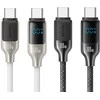 USAMS Kabelis USB-C į USB-C 100W 1,2m Skaitmeninis Ekranas Cinko lydinio greito įkrovimo duomenų kabelis HX Series SJ742USB01 (US-SJ742)