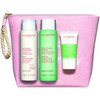 Set Clarins: šveičiamasis šveitiklis Pure Exfoliating Scrub, 15 ml + valomasis pienelis veidui Velourse Anti-Pollution Cleansing Milk, 200 ml + valomasis tonikas be alkoholio veidui Purifying Alcohol-Free Purifying Tonikas Lotion, 200 ml