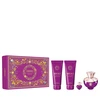 Set Versace: Dylan Violetinė Eau De Parfum For Women, 100 ml + Dylan Violetinė Eau De Parfum For Women, 5 ml *Miniature + Dylan Violetinė Dušo želė For All Skin Types, 50 ml + Dylan Violetinė Hydrating Losjonas kūnui, 100 ml