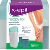 Set X-Epil: Happy Roll Aloe Vera Silky Finish Depilatory Wax Refill Body, 2 vnt., 50 ml + Happy Roll Aloe Vera Silky Finish Depilatory Wax Papildomas Body, 50 ml + X-Epil Hair Removal Wax Strips For Legs, 10 vnt.