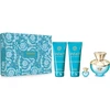 Kvepalų rinkinys moterims Versace Dylan Torquoise (EDT, 100 ml + kūno gelis, 100 ml + dušo želė, 100 ml + EDT miniatiūra, 5 ml)