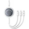 Trys viename Baseus Free2Draw USB į M+L+C 100 W laidas, 1.1 m (baltas)