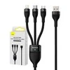 Baseus Flash Series 3in1 USB laidas USB-C + micro USB + Lightning 100W 1.2m – Juodas