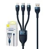 Baseus Flash Series 3in1 USB laidas USB-C + micro USB + Lightning 100W 1.2m - Mėlynas