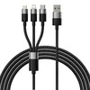 3in1 USB laidas Baseus StarSpeed Series, USB-C + Micro + Lightning 3.5A, 1.2m (juodas)