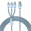 3in1 USB laidas Baseus StarSpeed Series, USB-C + Micro + Lightning 3.5A, 1.2m (mėlyna)