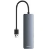 4in1 Hub Baseus UltraJoy Lite USB-A į USB 3.0 15cm (pilka)