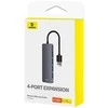 4in1 Hub Baseus UltraJoy Lite USB-A į USB 3.0 15cm (pilka)