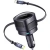 Baseus Enjoyment Max automobilinis įkroviklis with USB-C+Lightning cables 60W juodos spalvos