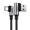 Kampinis kabelis iš USB į USB-C UGREEN US176, 3A, 0.5 m (juodas)