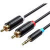 Vention kabelis audio adapteris 3.5mm kištukas - 2x kištukas RCA 8m – Juodas