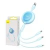 Baseus Bright Mirror 2 USB 3-in-1 kabelis skirtas micro USB - USB-C - Lightning 3.5A 1.1m – mėlynas