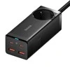 Baseus GaN3 Pro sieninis įkroviklis / maitinimo juosta 2xUSB + 2xUSB-C + AC 100W juodas