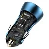 Automobilinis įkroviklis Baseus Golden Contactor Pro, USB + USB-C, QC4.0 +, PD, SCP, 40W (mėlynas) + USB-C - žaibo laidas 1m (mėlynas)