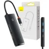 „Baseus Lite“ serijos šakotuvas 6w1 USB-C iki 2x USB 3.0 + USB-C + HDMI + SD/TF (juodas)