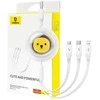 Baseus Įkrovimo kabelis 3in1 USB - USB-C USB-M Lightning 3.5A 1.1m - baltas
