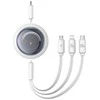 Greito įkrovimo laidas 3in1 Baseus Free2Draw USB-C prie USB-C/Lightning/Micro 100W, 1.1m (baltas)