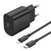 Foneng EU51 USB-C 25W maitinimo įkroviklis + USB-C - Lightning laidas (juodas)