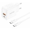 Foneng EU56 1xUSB-A, 1xUSB-C, 20W maitinimo įkroviklis (baltas) + USB-C laidas