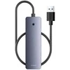 Hub 4in1 Baseus UltraJoy Lite 50cm USB-A iki 4x USB 3.0 + USB-C 5V (pilka)