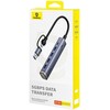 „Baseus UltraJoy“ 4in1 šakotuvas USB-A ir USB-C į 4xUSB3.0 + USB-C (pilka)