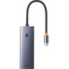 Hub 5in1 Baseus UltraJoy 5-Port (3xUSB3.0+RJ45+PD) pilka